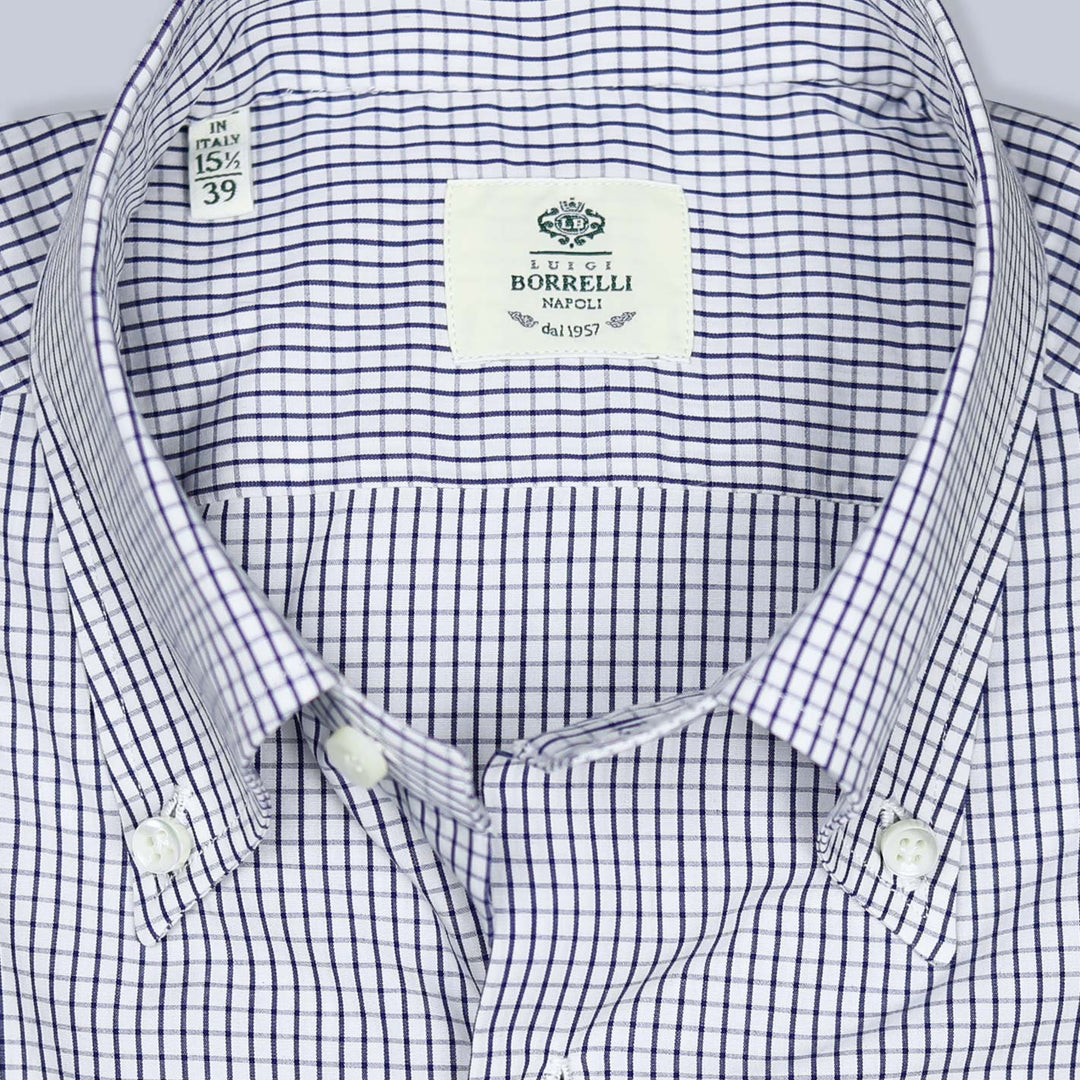 Blue White Checked Button Down Shirt