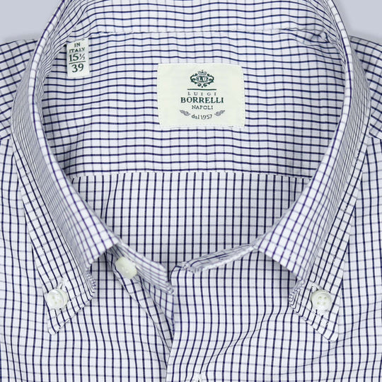 Blue White Checked Button Down Shirt