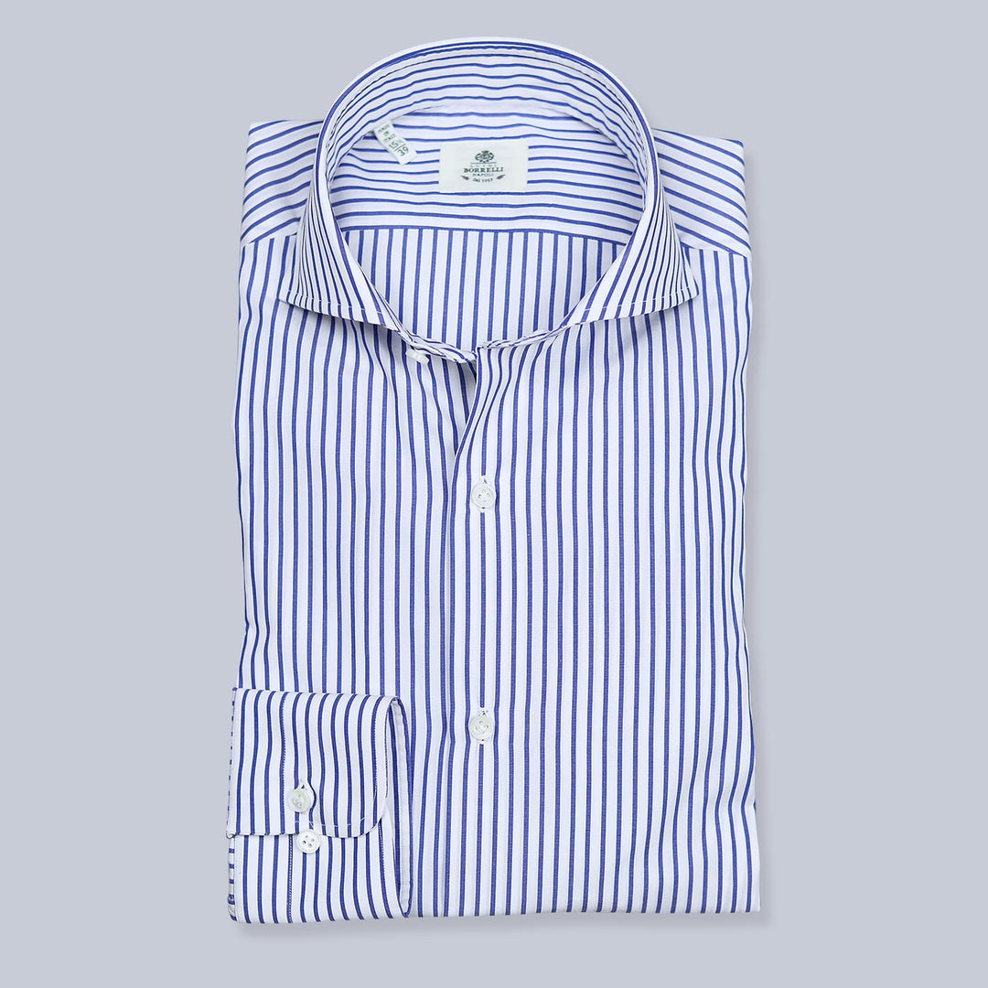 Blue White Popeline Cutaway Shirt