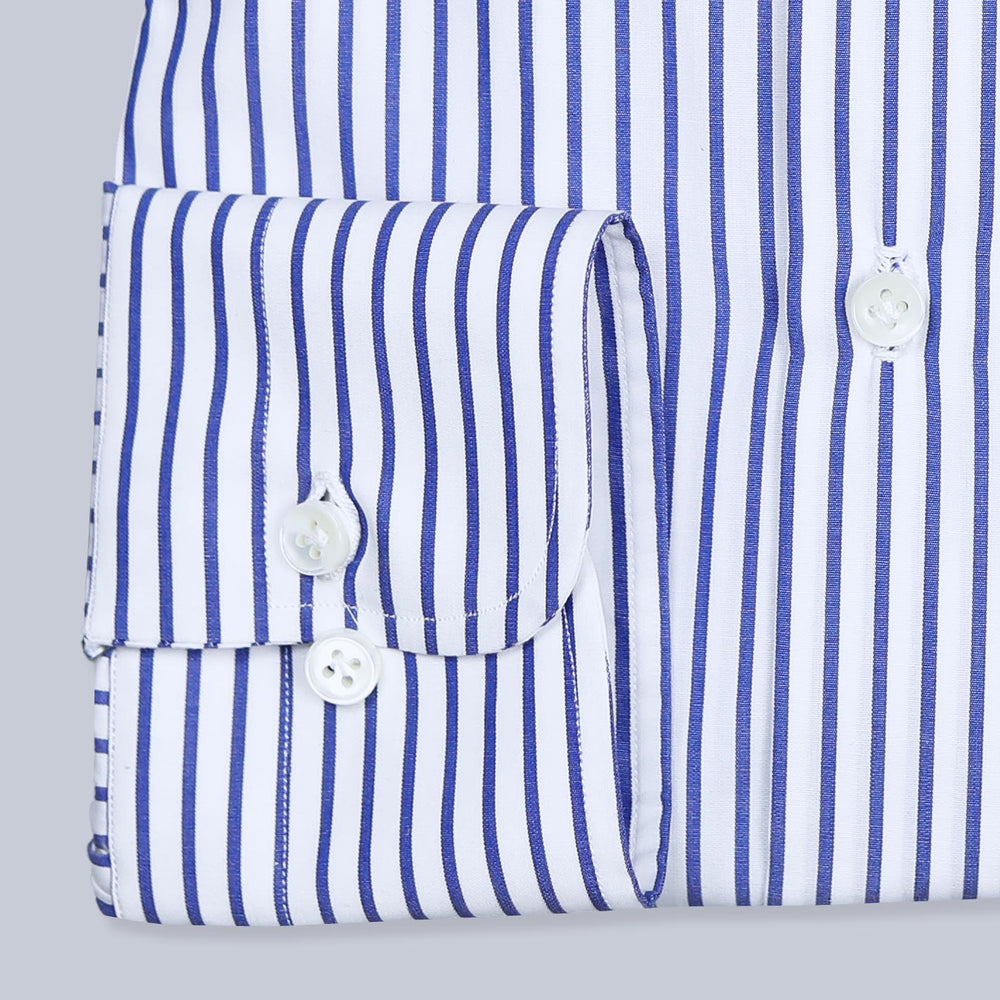 Blue White Popeline Cutaway Shirt