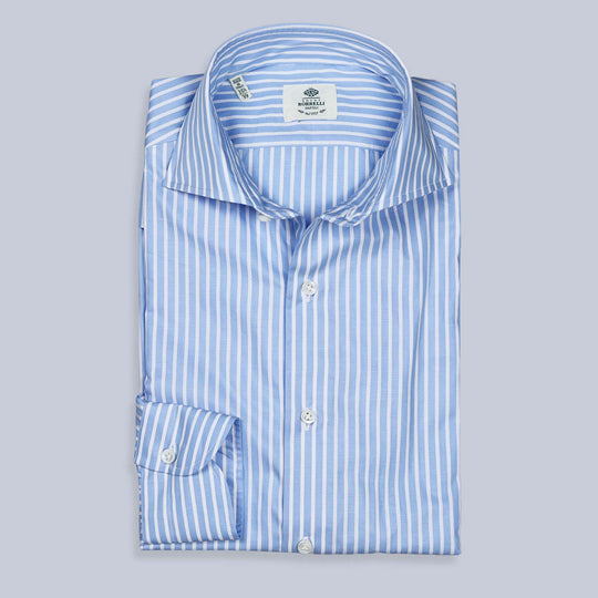 Blue White Striped Cutaway Shirt