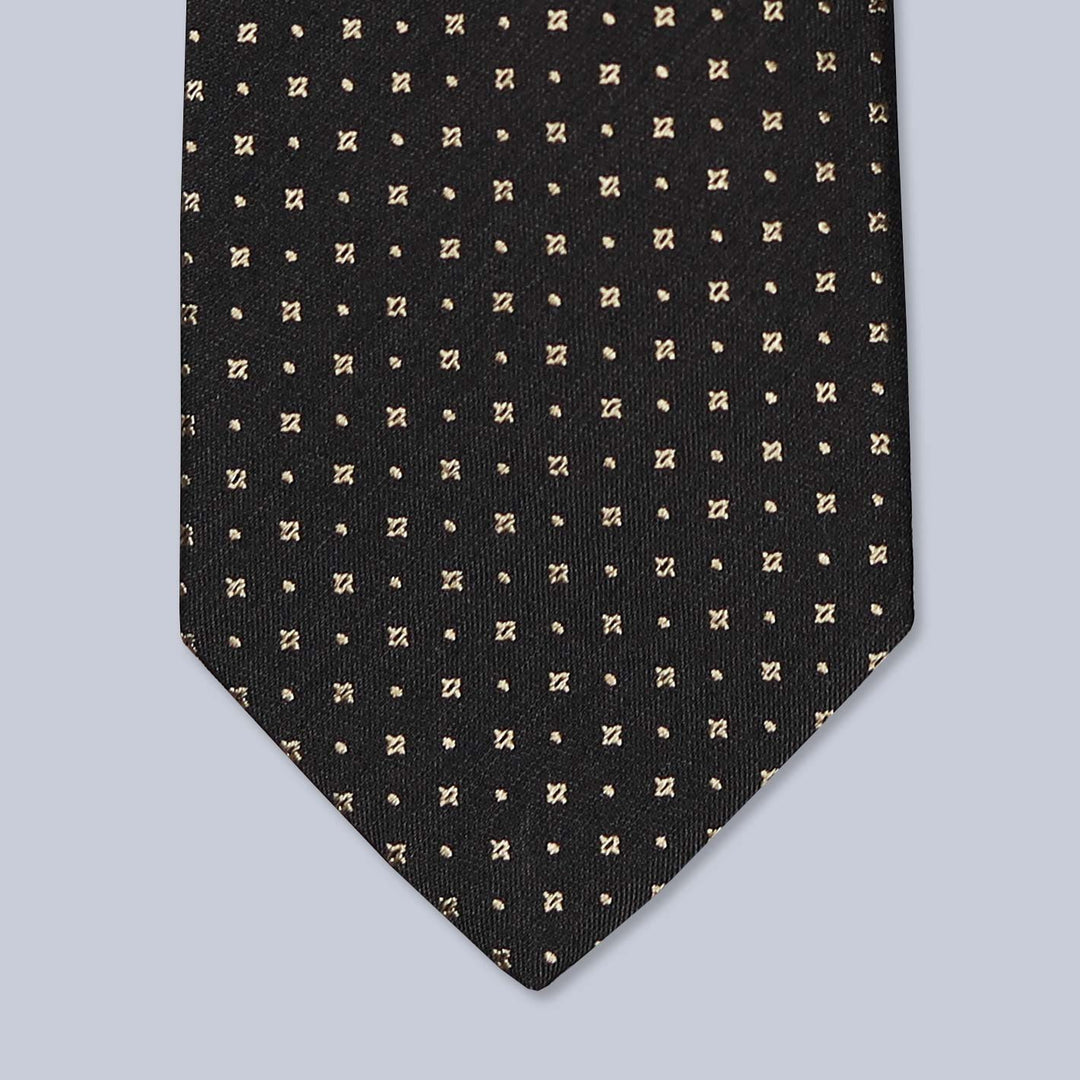 Brown Beige Small Patterned Silk Tie