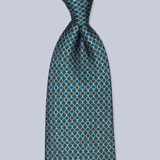 Luigi Borrelli Green Beige Patterned Silk Tie