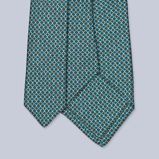 Luigi Borrelli Green Beige Patterned Silk Tie