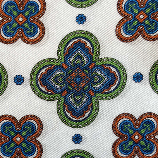 Green Blue Patterned Silk Pocket Square