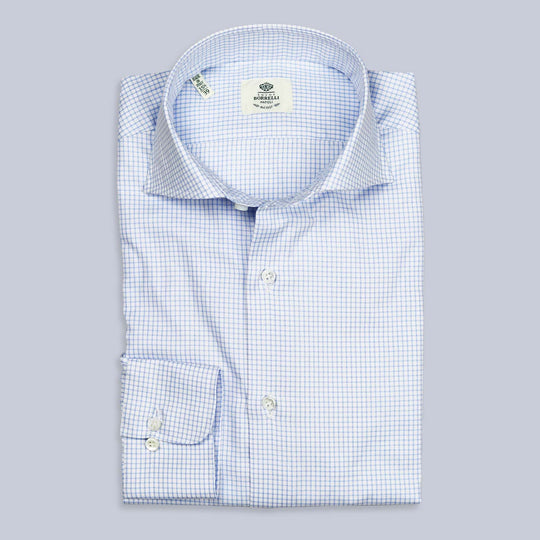 Light Blue Checked Twill Cutaway Shirt