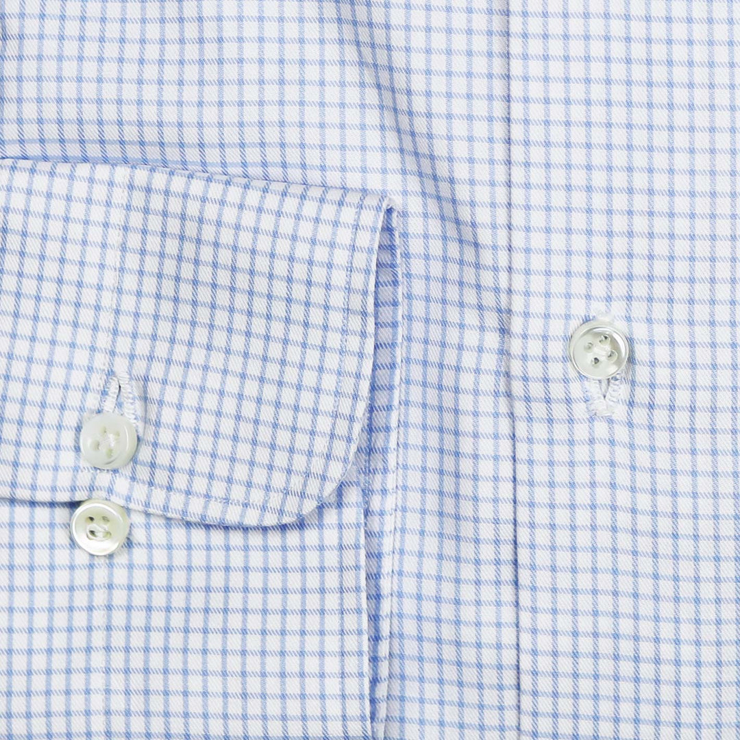 Light Blue Checked Twill Cutaway Shirt