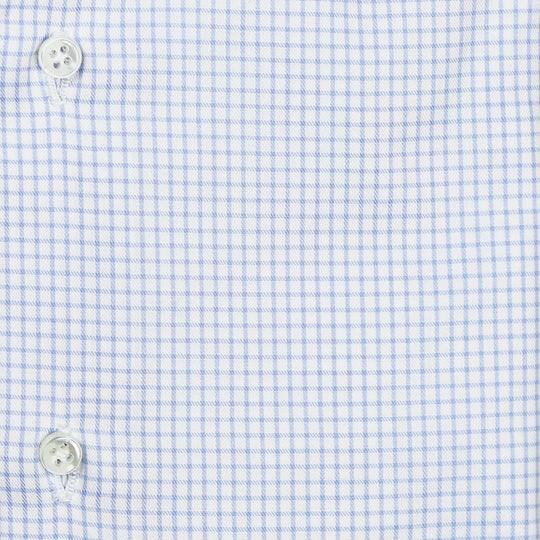 Light Blue Checked Twill Cutaway Shirt