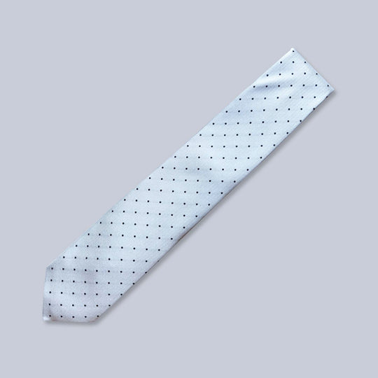 Light Blue Navy Polka Dot Silk Tie