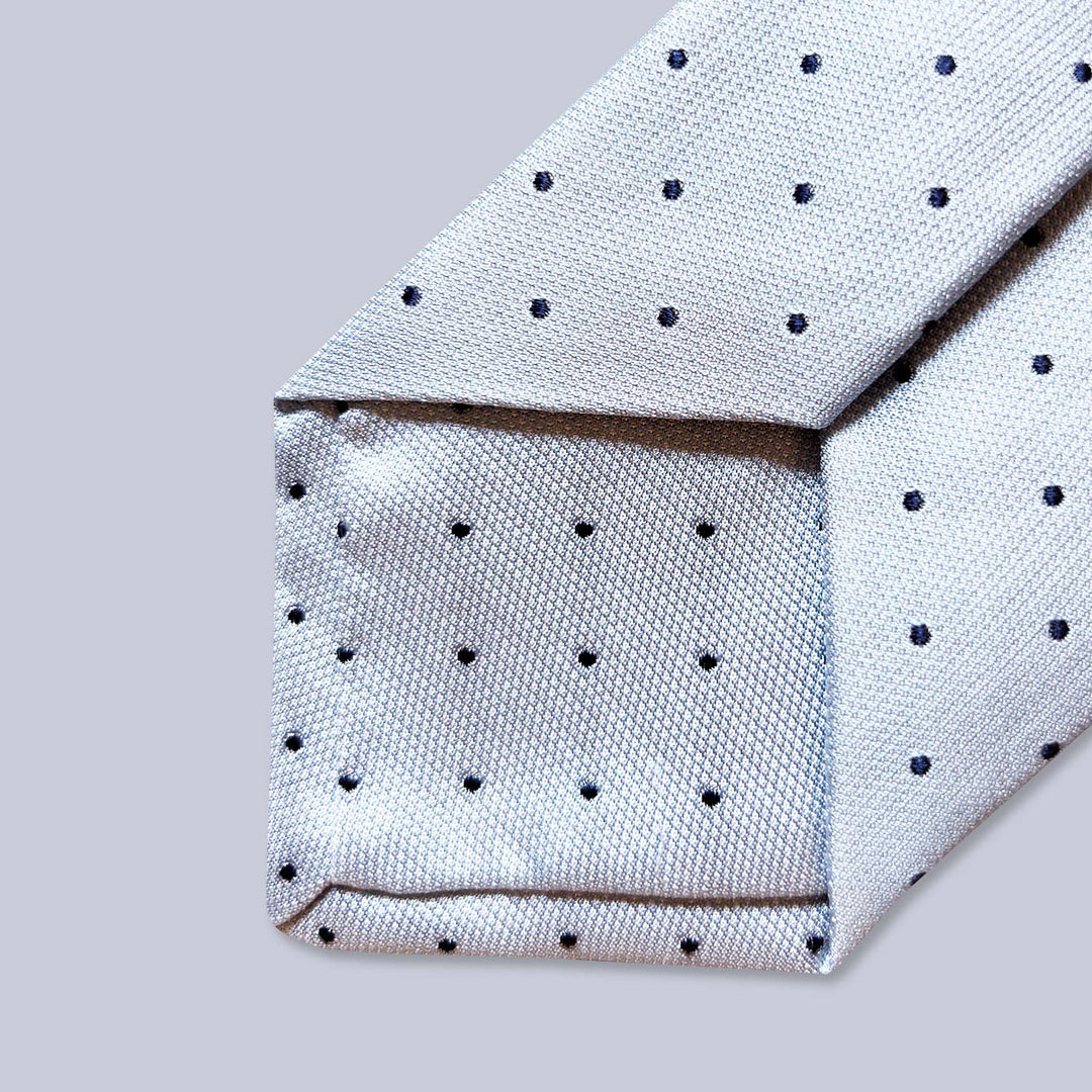 Light Blue Navy Polka Dot Silk Tie