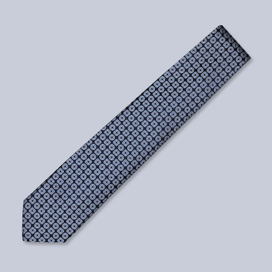 Navy Blue Geometric Silk Tie