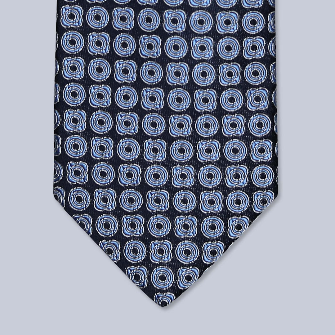 Navy Blue Geometric Silk Tie