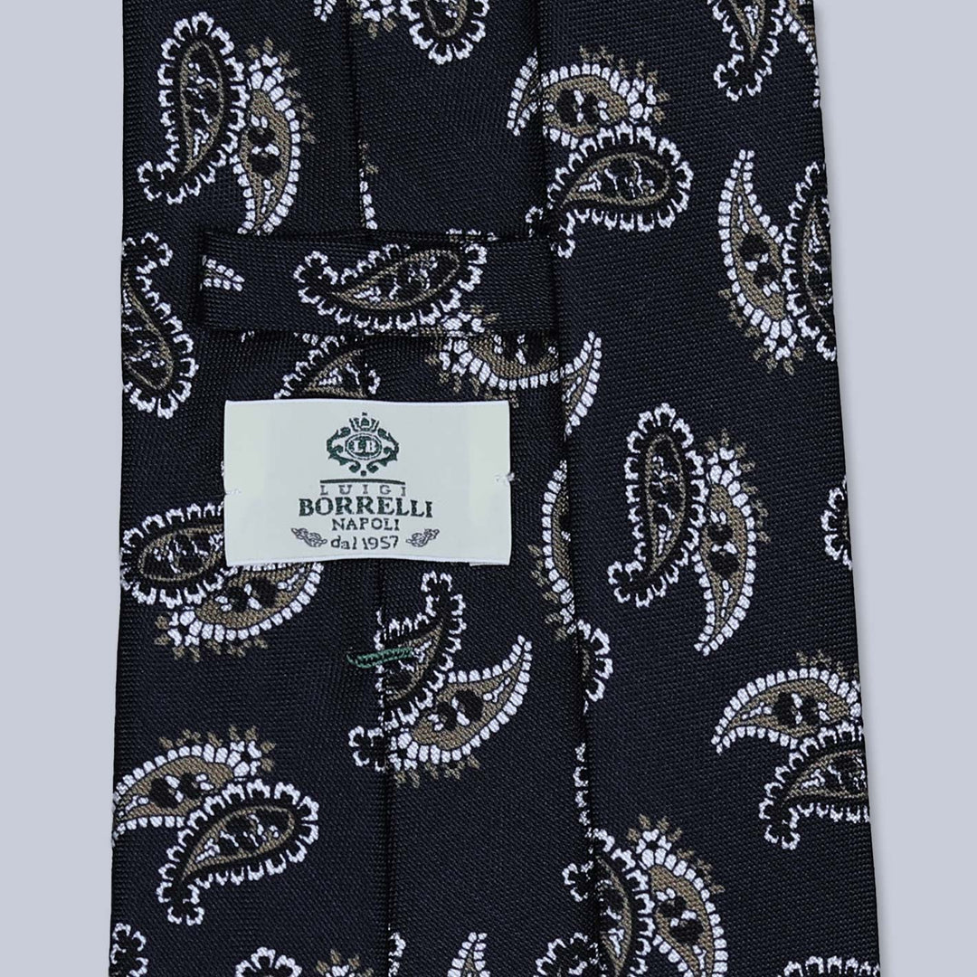 Navy Bronze Large Paisley Silk Tie