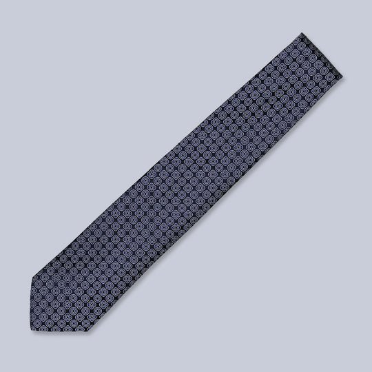 Navy Geometric Silk Tie