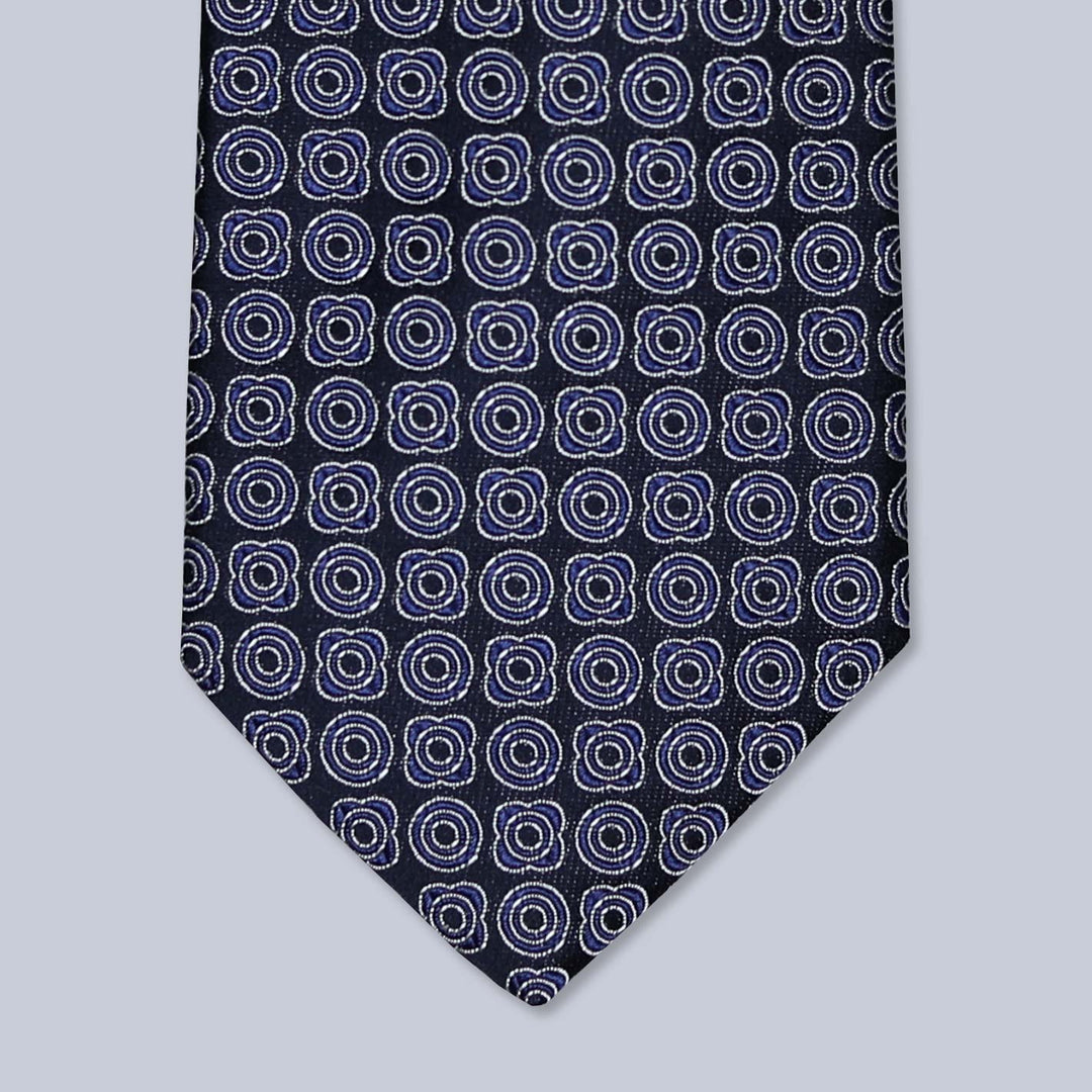 Navy Geometric Silk Tie