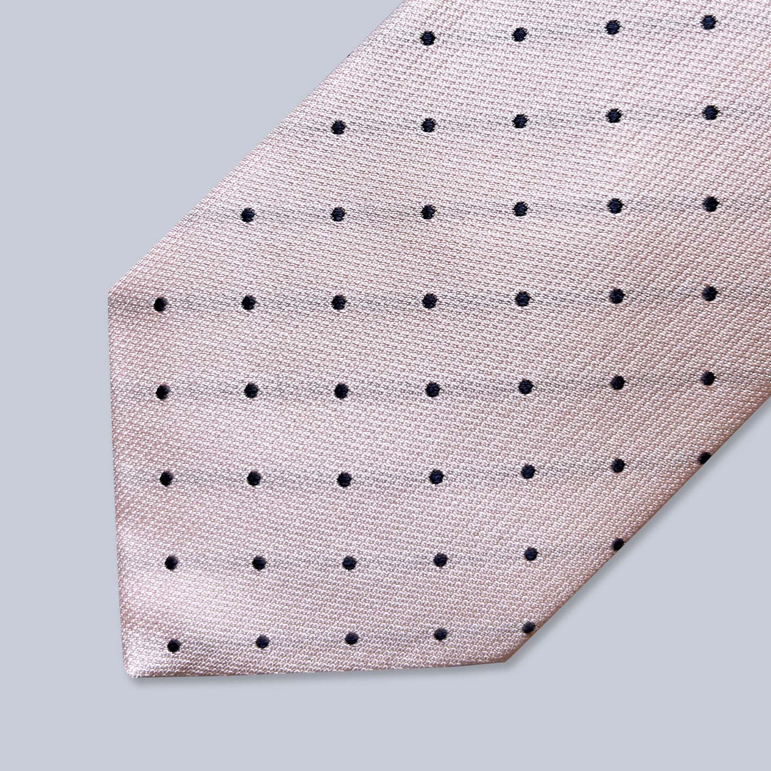Pink Navy Polka Dot Silk Tie