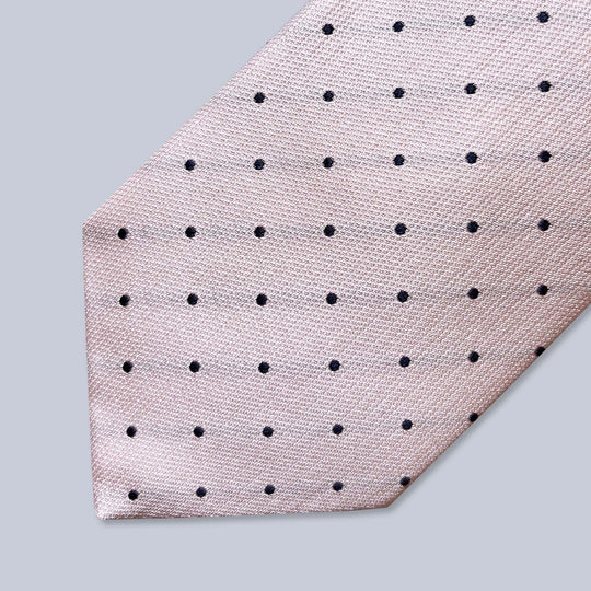 Pink Navy Polka Dot Silk Tie
