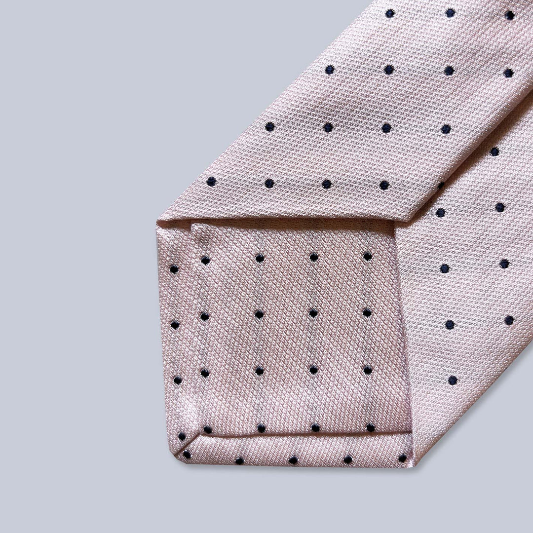 Pink Navy Polka Dot Silk Tie
