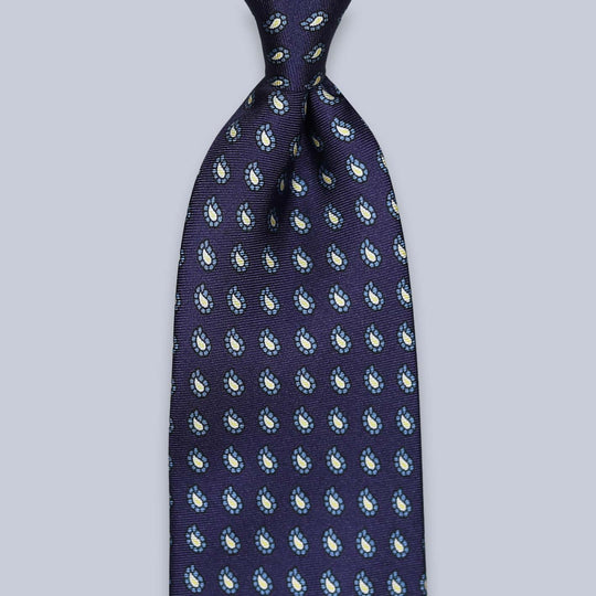 Purple Blue Yellow Paisley Silk Tie