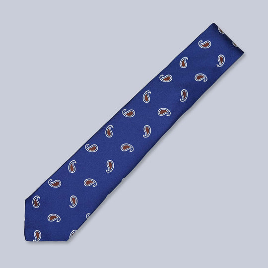 Royal Blue Brown Paisley Silk Tie