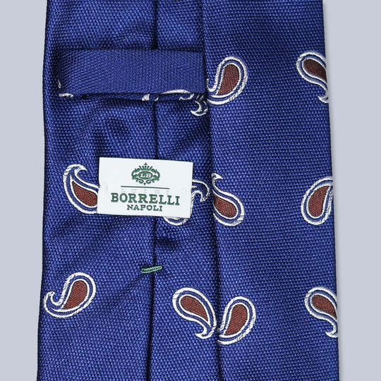 Royal Blue Brown Paisley Silk Tie