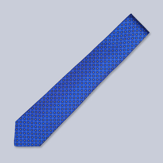 Royal Blue White Geometric Silk Tie