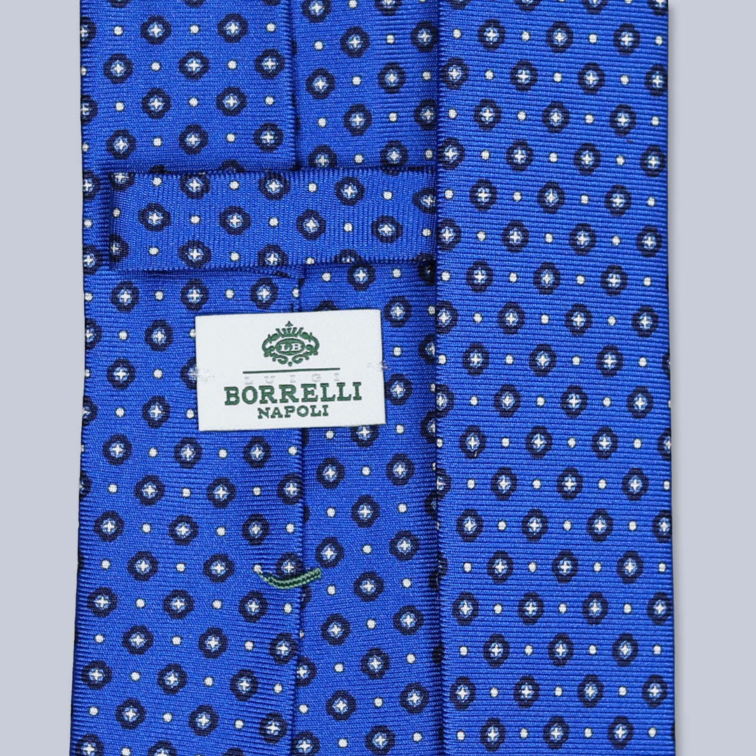 Royal Blue White Geometric Silk Tie