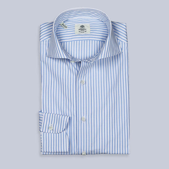 White Blue Striped Cutaway Shirt