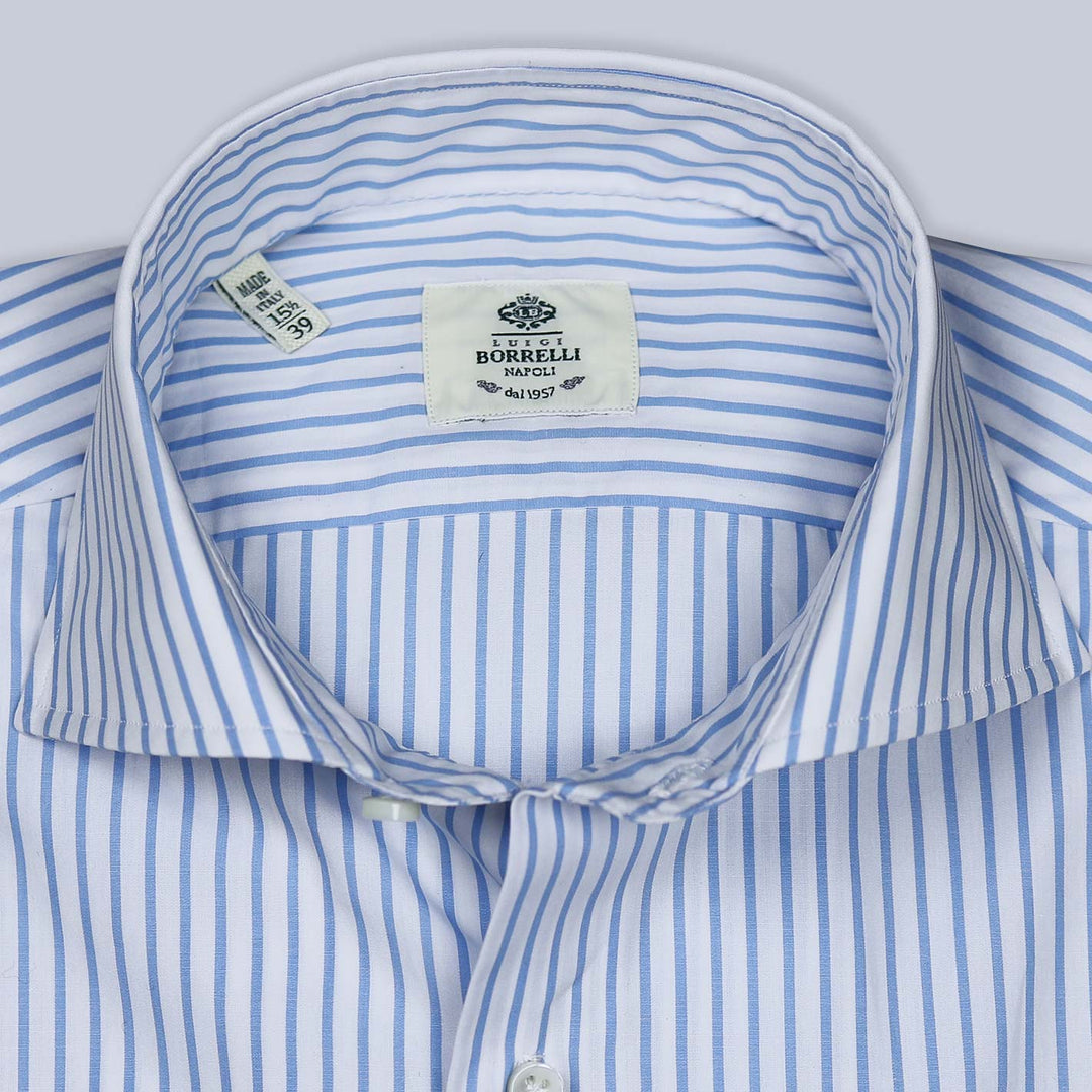 White Blue Striped Cutaway Shirt