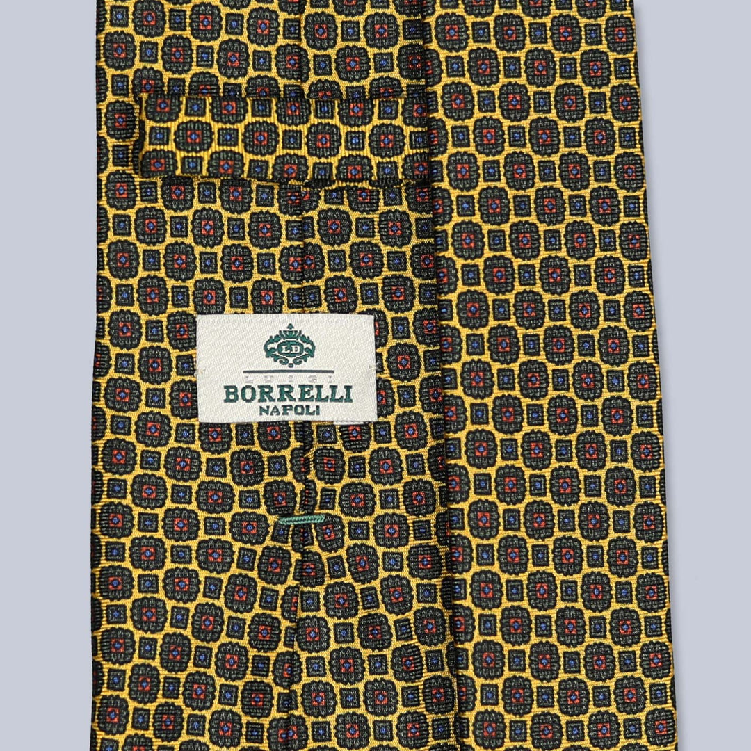 Yellow Brown Geometric Silk Tie