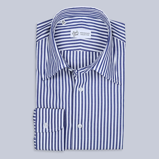 75th Anniversary Navy White Striped Turndown Shirt