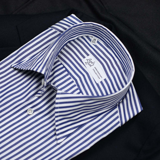 75th Anniversary Navy White Striped Turndown Shirt