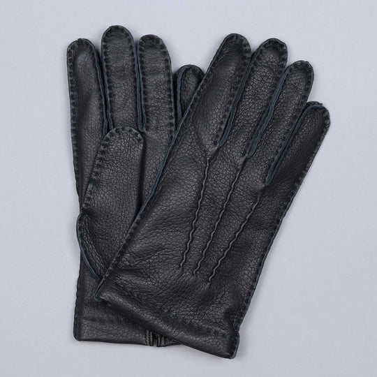 Black Deer Skin Cashmere Lined Gloves