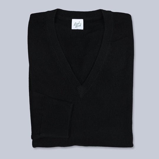 Black Cashmere V-neck Sweater