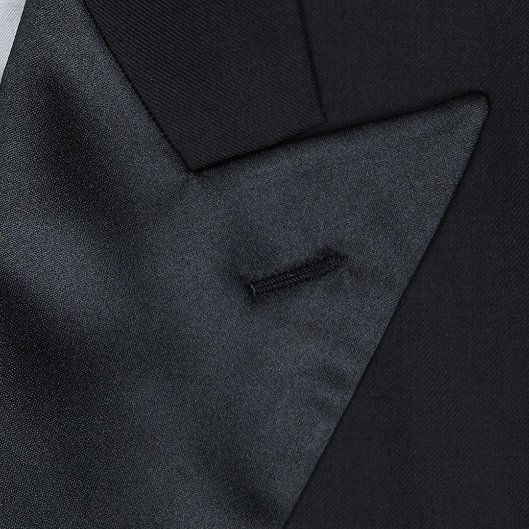 Black Double-Breasted Wide Peak Lapel Tuxedo