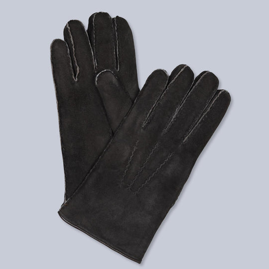 Brown Sueded Shearling Lined Gloves