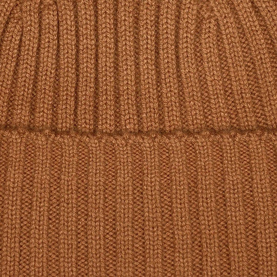 Cinnamon Brown Ribbed Cashmere Beanie