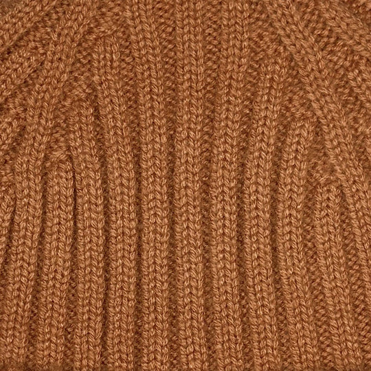 Cinnamon Brown Ribbed Cashmere Beanie