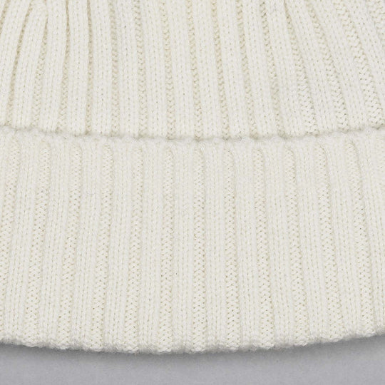 Cream Ribbed Cashmere Beanie