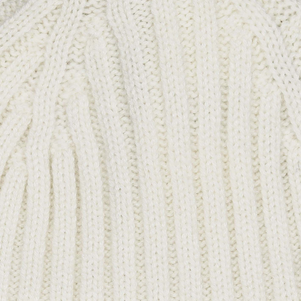 Cream Ribbed Cashmere Beanie