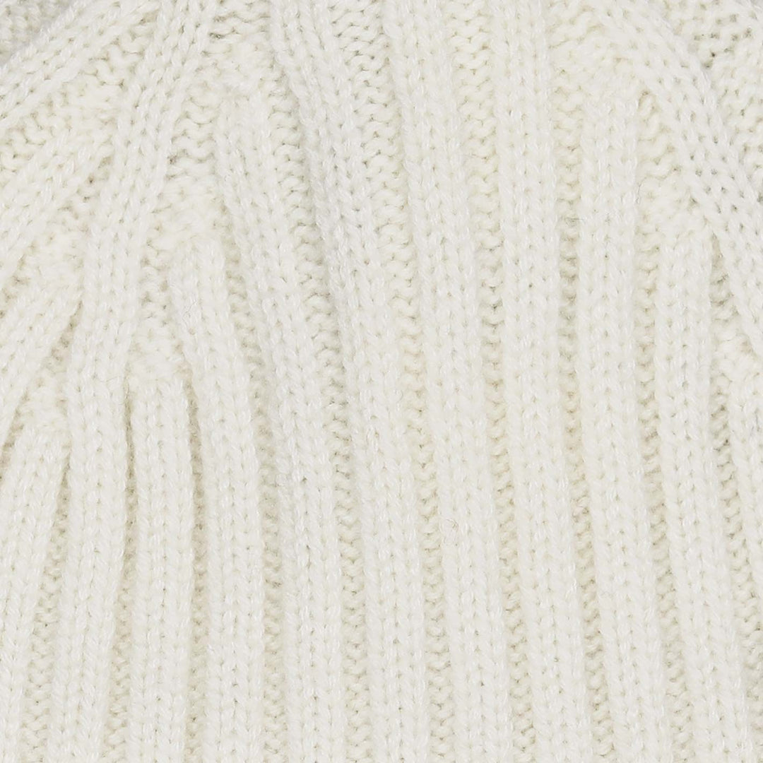 Cream Ribbed Cashmere Beanie