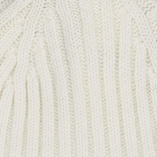 Cream Ribbed Cashmere Beanie