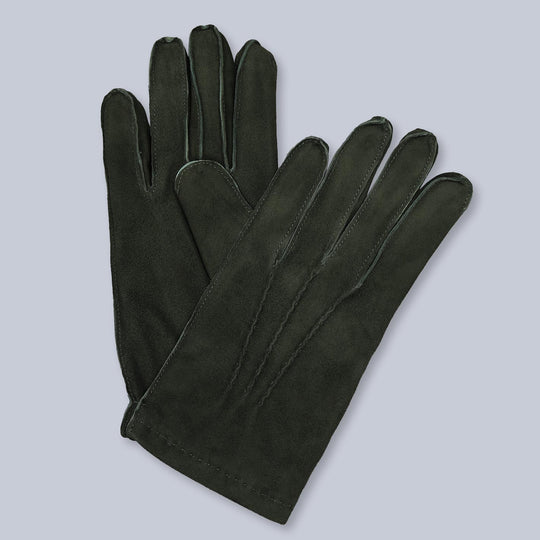Green Suede Cashmere Lined Gloves