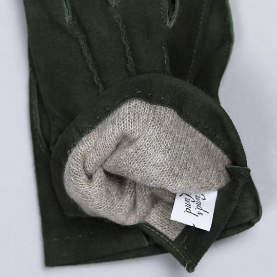 Green Suede Cashmere Lined Gloves