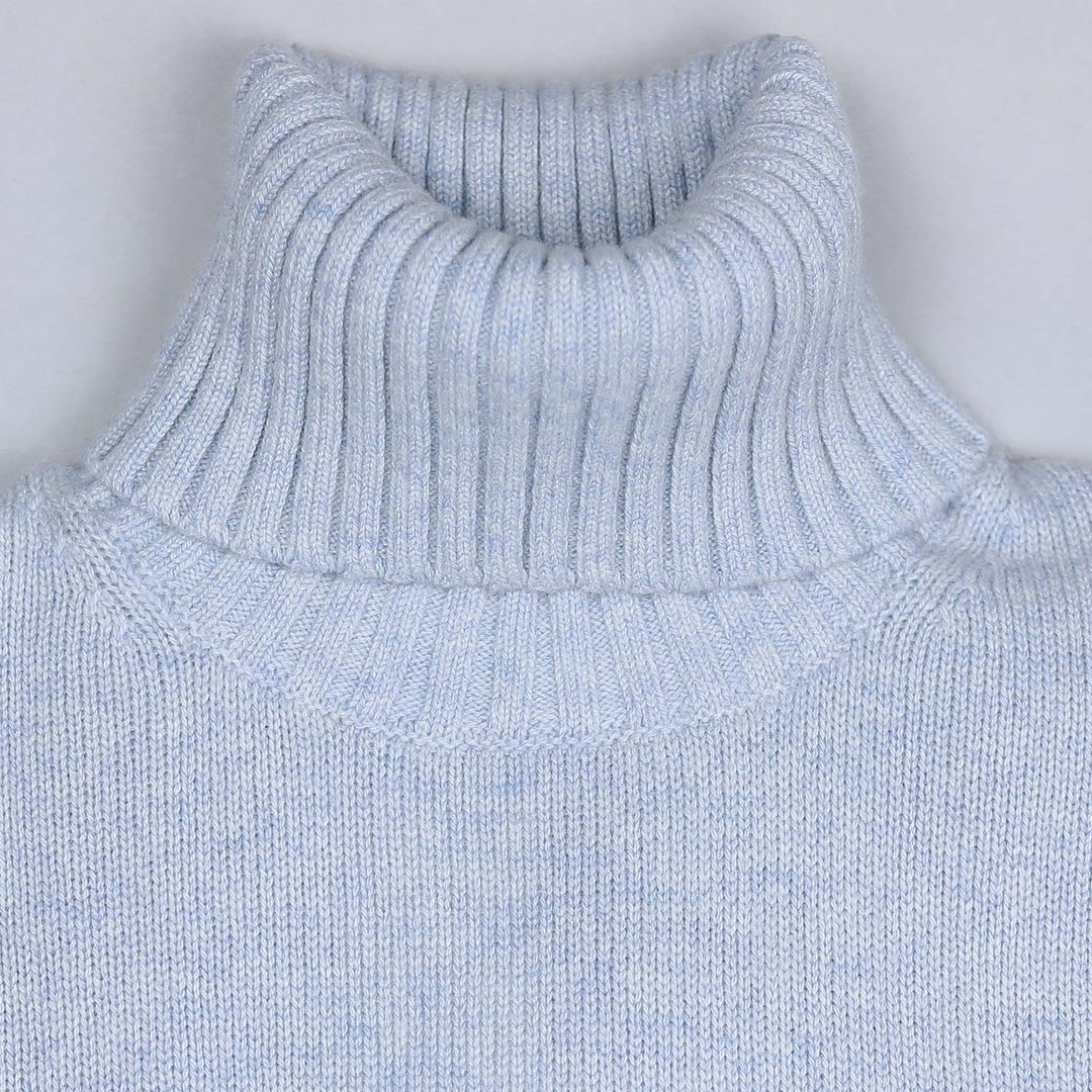 Ice Blue Cashmere Roll Neck Sweater