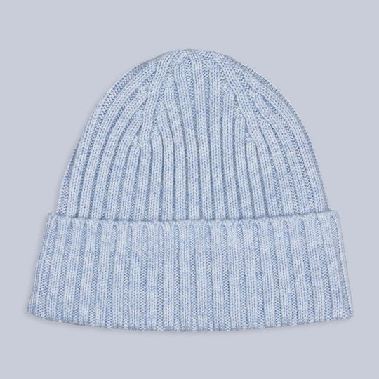 Ice Blue Ribbed Cashmere Beanie