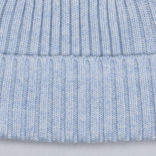 Ice Blue Ribbed Cashmere Beanie