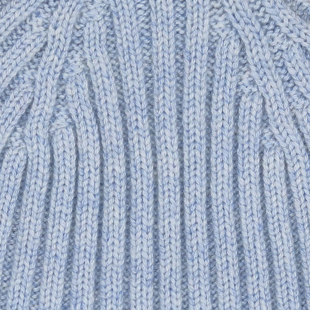 Ice Blue Ribbed Cashmere Beanie