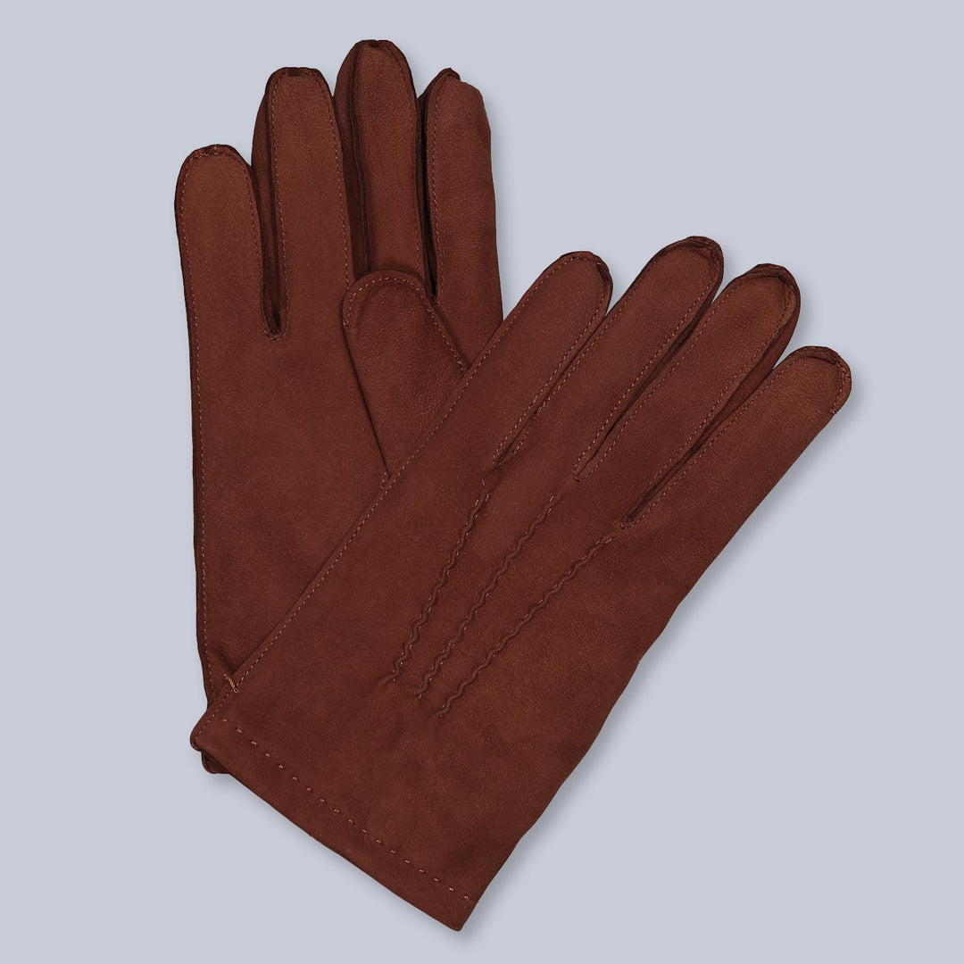 Nougat Brown Suede Cashmere Lined Gloves