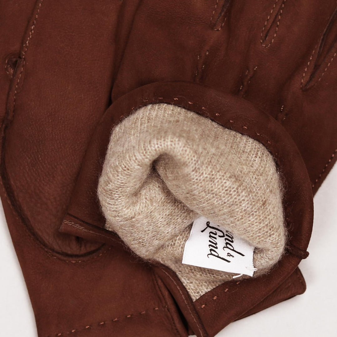 Nougat Brown Suede Cashmere Lined Gloves
